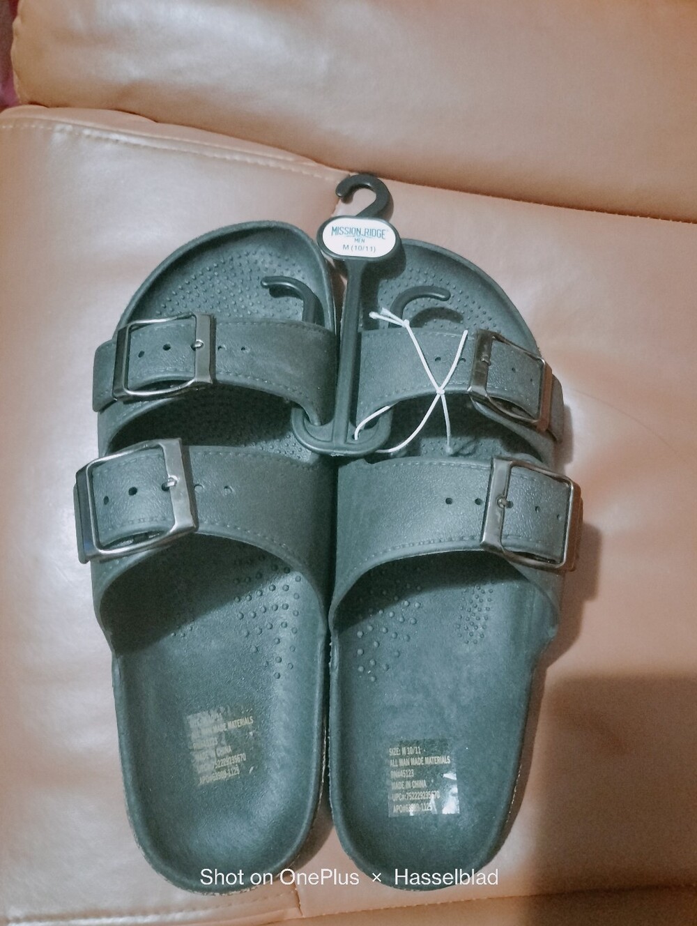 Double-Buckle Slide Sandals in Black
